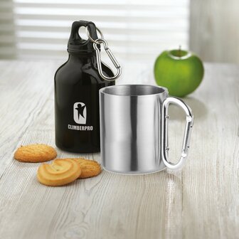 RVS mok met karabijnhaak 220ml