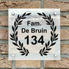 Naambordje voordeur vierkant 13 transparant bordje met zwarte tekst