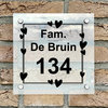 Naambordje voordeur vierkant 23 transparant bordje met zwarte tekst