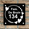 Naambordje voordeur vierkant 10 zwart bordje met witte tekst