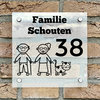 Naambordje voordeur vierkant familie 4 transparant bordje met zwarte tekst