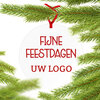 Plexiglas kerstbal met bedrukking fijne feestdagen met logo bedrukking