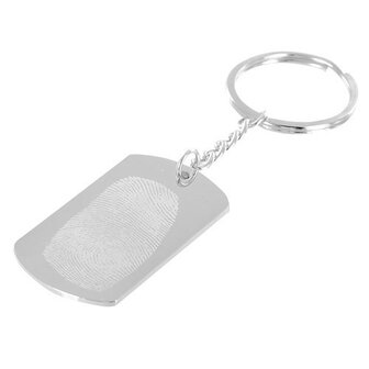 Sleutelhanger / ketting hanger dogtag chrome met vingerafdruk