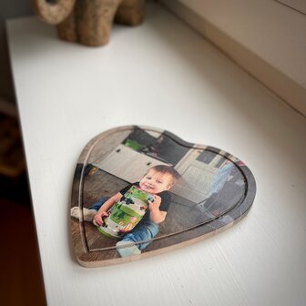 Houten hart 16 cm x 16 cm met foto