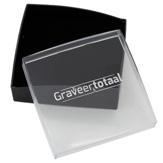 Gift box met transparante deksel met graveertotaal bedrukking