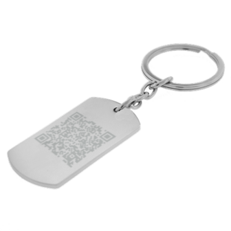 Sleutelhanger / ketting hanger dogtag chrome met QR code