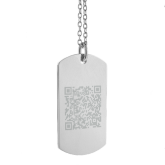 Sleutelhanger / ketting hanger dogtag chrome met QR code