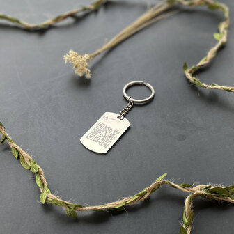 Sleutelhanger / ketting hanger dogtag chrome met QR code