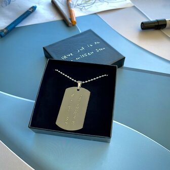 Sleutelhanger / ketting hanger dogtag chrome met tekening