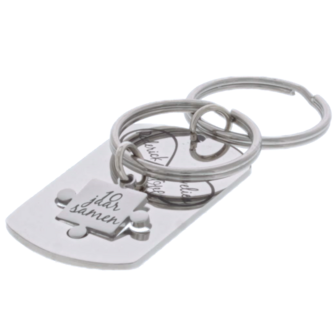 Sleutelhanger rvs dogtag puzzel cutout