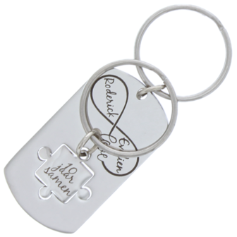 Sleutelhanger rvs dogtag puzzel cutout