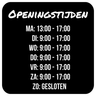 Openingstijden bord 235 x 235 mm