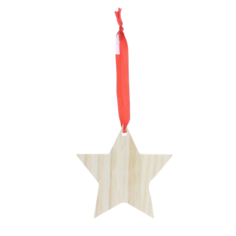 Houten kerstbal met foto ster