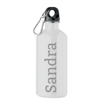 RVS drinkfles enkellaags met karabijnhaak 500ml wit