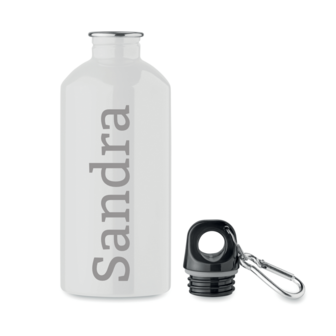 RVS drinkfles enkellaags met karabijnhaak 500ml wit