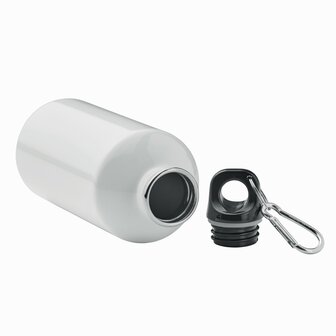 RVS drinkfles enkellaags met karabijnhaak 500ml wit