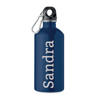 RVS drinkfles enkellaags met karabijnhaak 500ml marineblauw