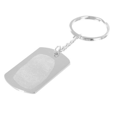 Sleutelhanger / ketting hanger dogtag chrome met vingerafdruk