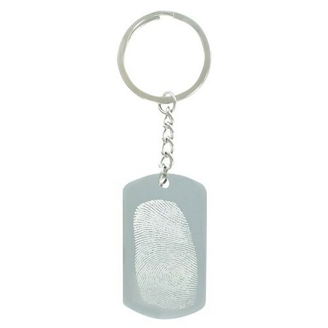 Sleutelhanger / ketting hanger dogtag chrome met vingerafdruk