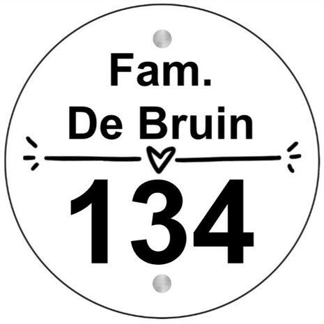 Naambordje voordeur rond 20 cm & 30 cm diameter