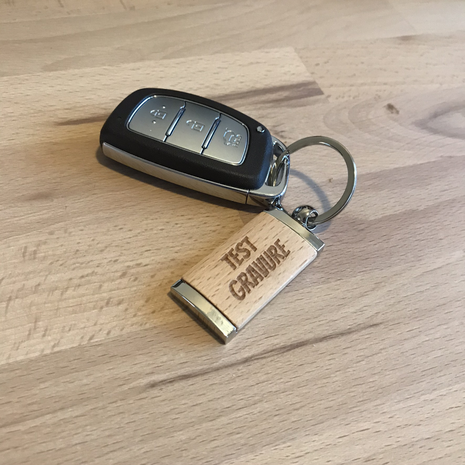 Sleutelhanger woody chrome rechthoekig