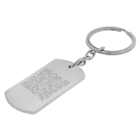 Sleutelhanger / ketting hanger dogtag chrome met QR code