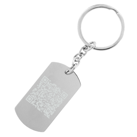 Sleutelhanger / ketting hanger dogtag chrome met QR code