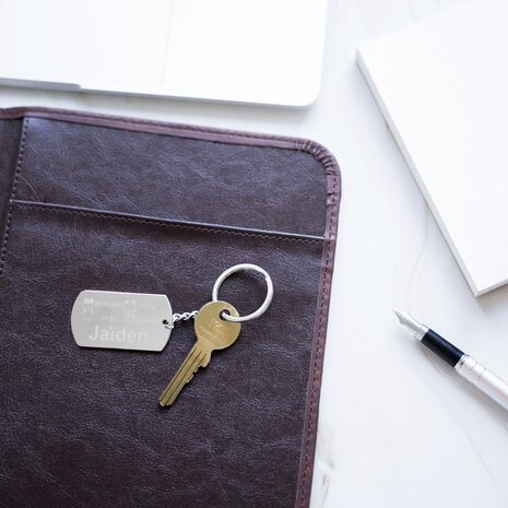 Sleutelhanger / ketting hanger dogtag chrome met geboorte tekst