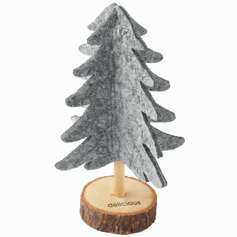 Vilt kerstboom met houten standaard