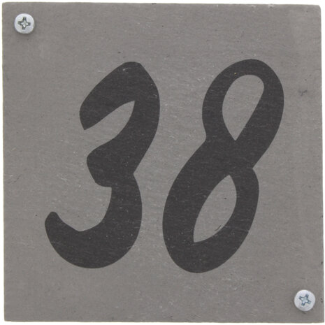 Leisteen naambordje huisnummer met schroefbevestigiging omgekeerde gravure 10 x 10 cm 3