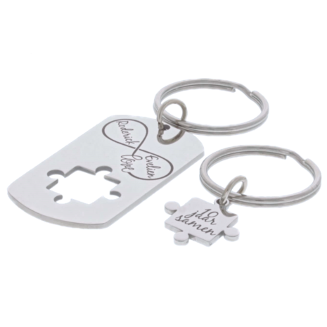 Sleutelhanger rvs dogtag puzzel cutout