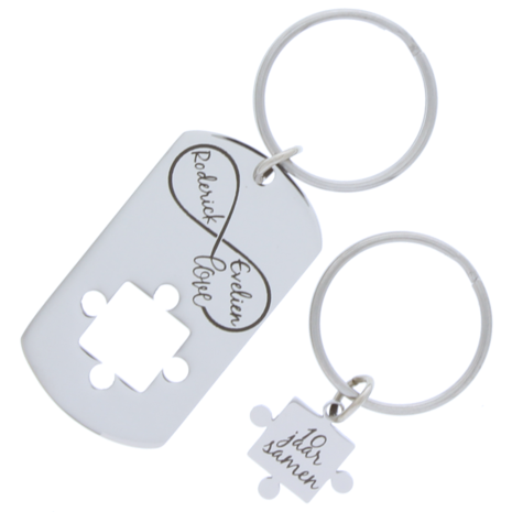 Sleutelhanger rvs dogtag puzzel cutout