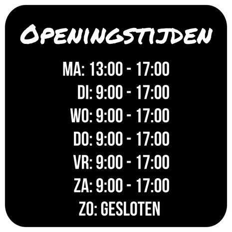 Openingstijden bord 235 x 235 mm