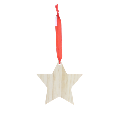 Houten kerstbal met foto ster
