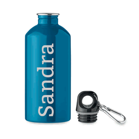 RVS drinkfles enkellaags met karabijnhaak 500ml turquoise