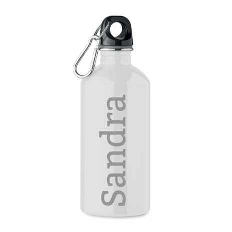 RVS drinkfles enkellaags met karabijnhaak 500ml wit