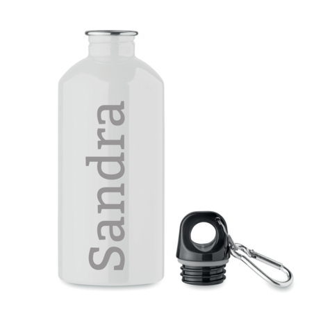 RVS drinkfles enkellaags met karabijnhaak 500ml wit