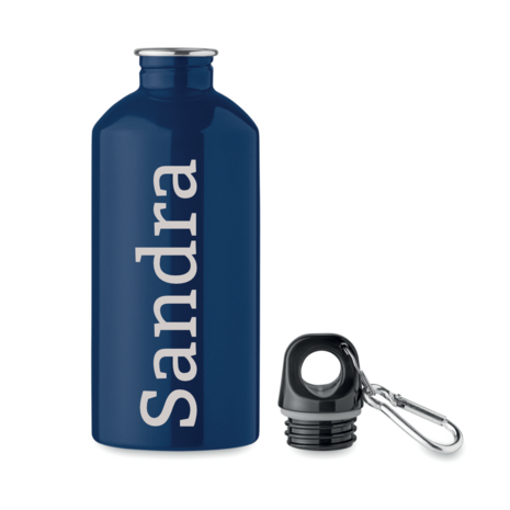 RVS drinkfles enkellaags met karabijnhaak 500ml marineblauw