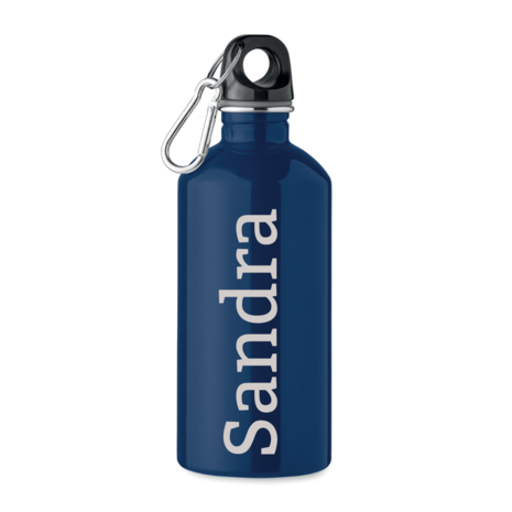 RVS drinkfles enkellaags met karabijnhaak 500ml marineblauw