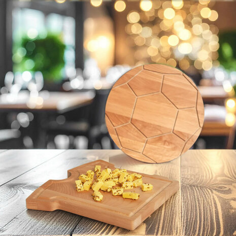 Houten voetbal snijplank / borrelplank ⌀ 26 cm