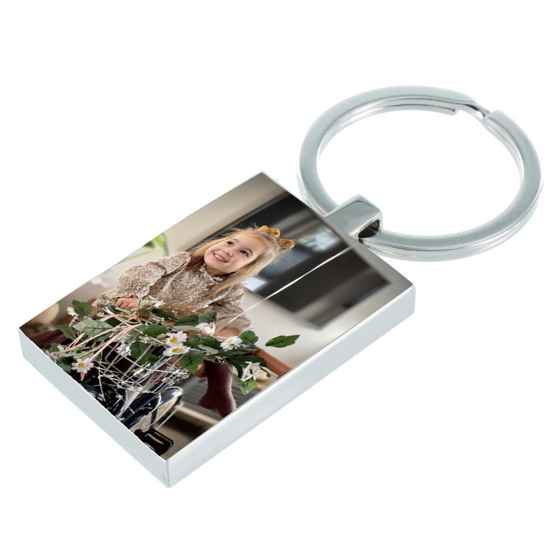 Sleutelhanger chrome rectangle deluxe met foto
