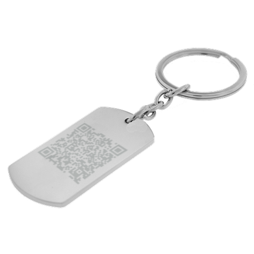 Sleutelhanger / ketting hanger dogtag chrome met QR code