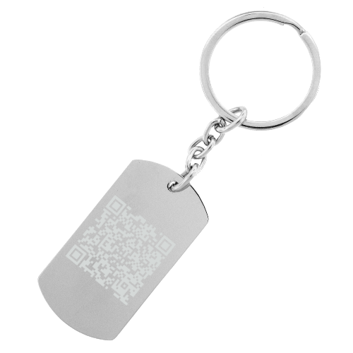 Sleutelhanger / ketting hanger dogtag chrome met QR code