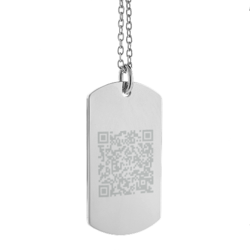 Sleutelhanger / ketting hanger dogtag chrome met QR code