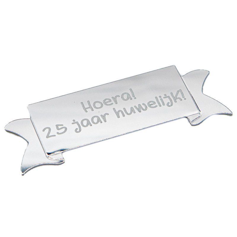 Aluminium naambordje vlag 73 x 27mm zilverkleurig