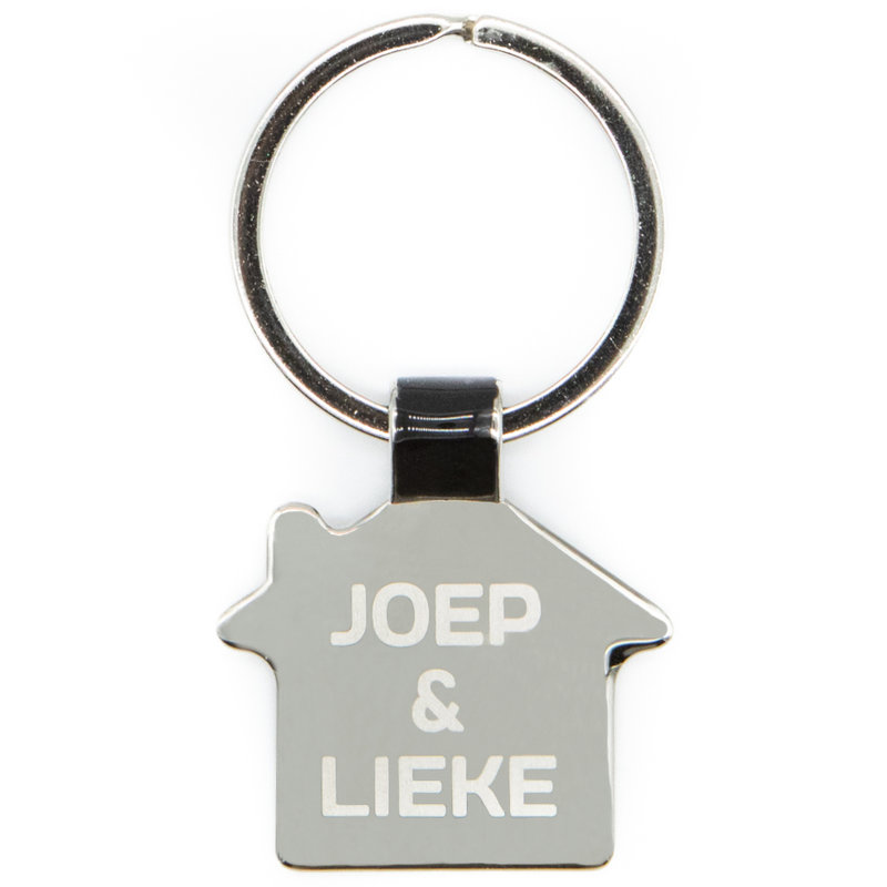 Sleutelhanger huis chrome zwart