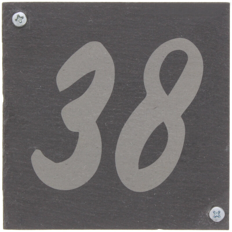 Leisteen naambordje huisnummer met schroefbevestigiging 10 x 10 cm 1