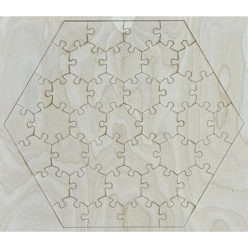 Houten Puzzel - Met foto - Hexagon 29 x 25 cm