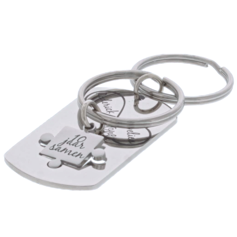 Sleutelhanger rvs dogtag puzzel cutout
