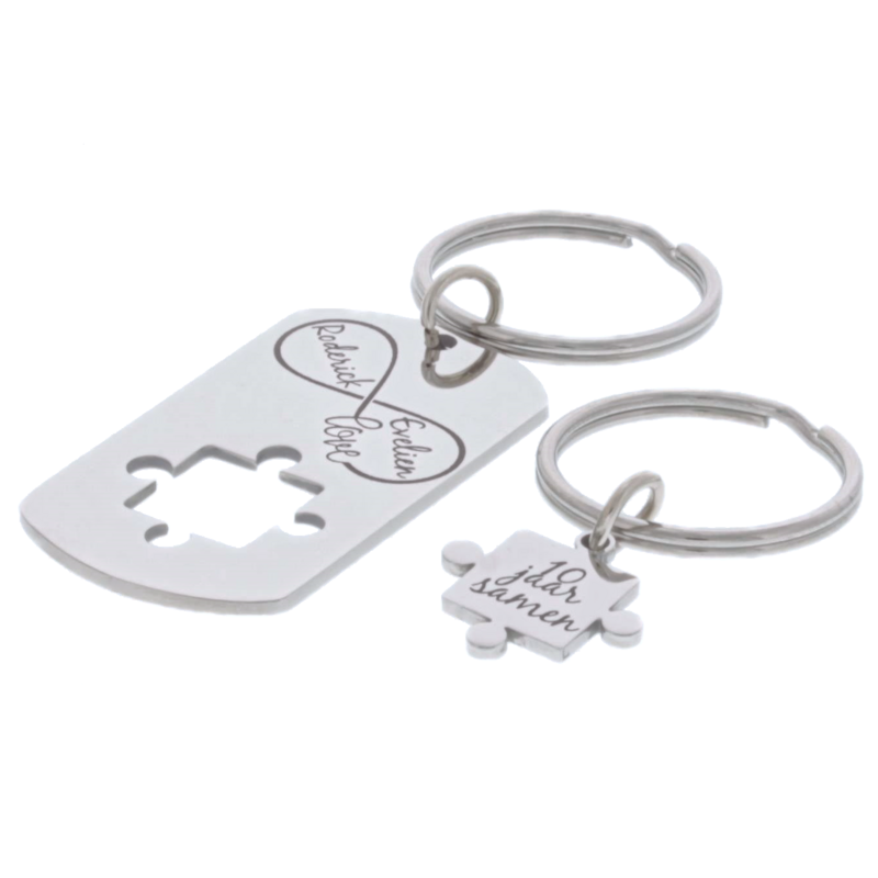 Sleutelhanger rvs dogtag puzzel cutout